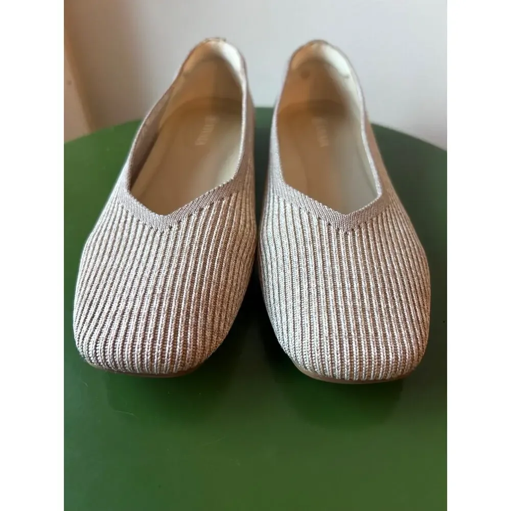 Margot Walker Lightweight Square Toe V-Cut Flats-Golden Almond Sz 7US EU 37.5
